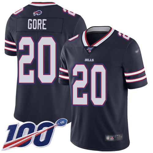 Men Buffalo Bills #20 Frank Gore Limited Navy Blue Inverted Legend 100th Season NFL Jersey